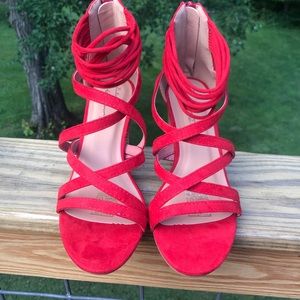 Women’s Red Strappy Heeled Sandal